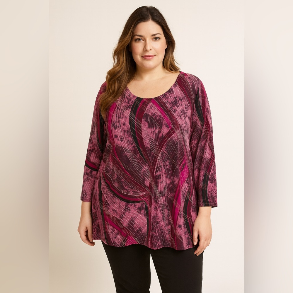 Womens Notations Abstract Design Top size XL Purple velour y2k